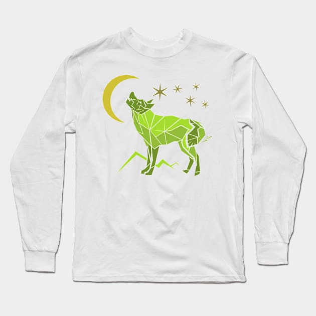 Origami Wolf Long Sleeve T-Shirt by Fox1999